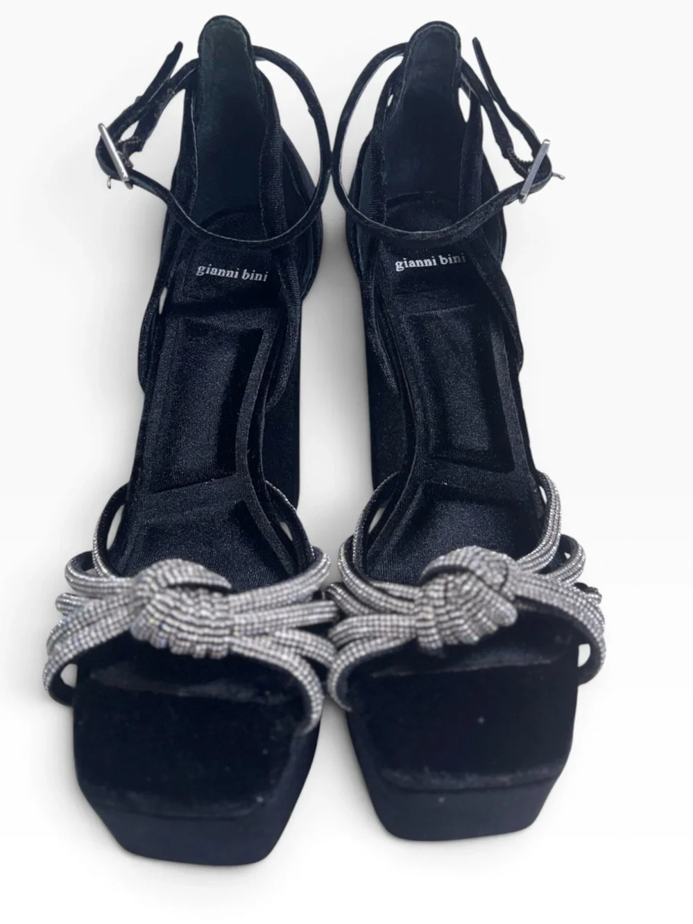 Gianni Bini Rhinestone black Velvet Platform Heels New no box